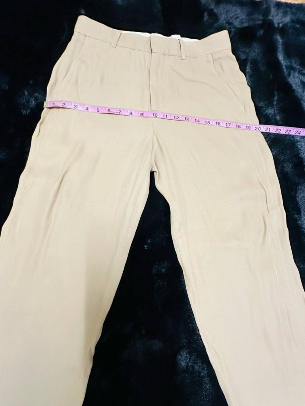 Zara Khaki Beige Wide Leg Trousers High Rise Straight Pants Size Small - Picture 4 of 13